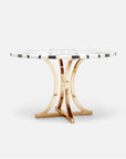 Made Goods Leighton Round Metal Dining Table in Geometric Marble