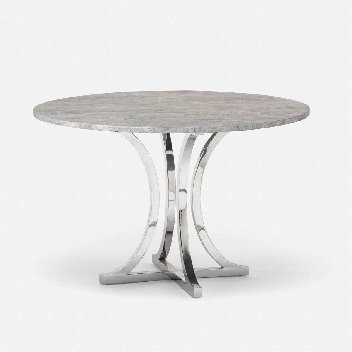 Made Goods Leighton Round Metal Dining Table in Stone