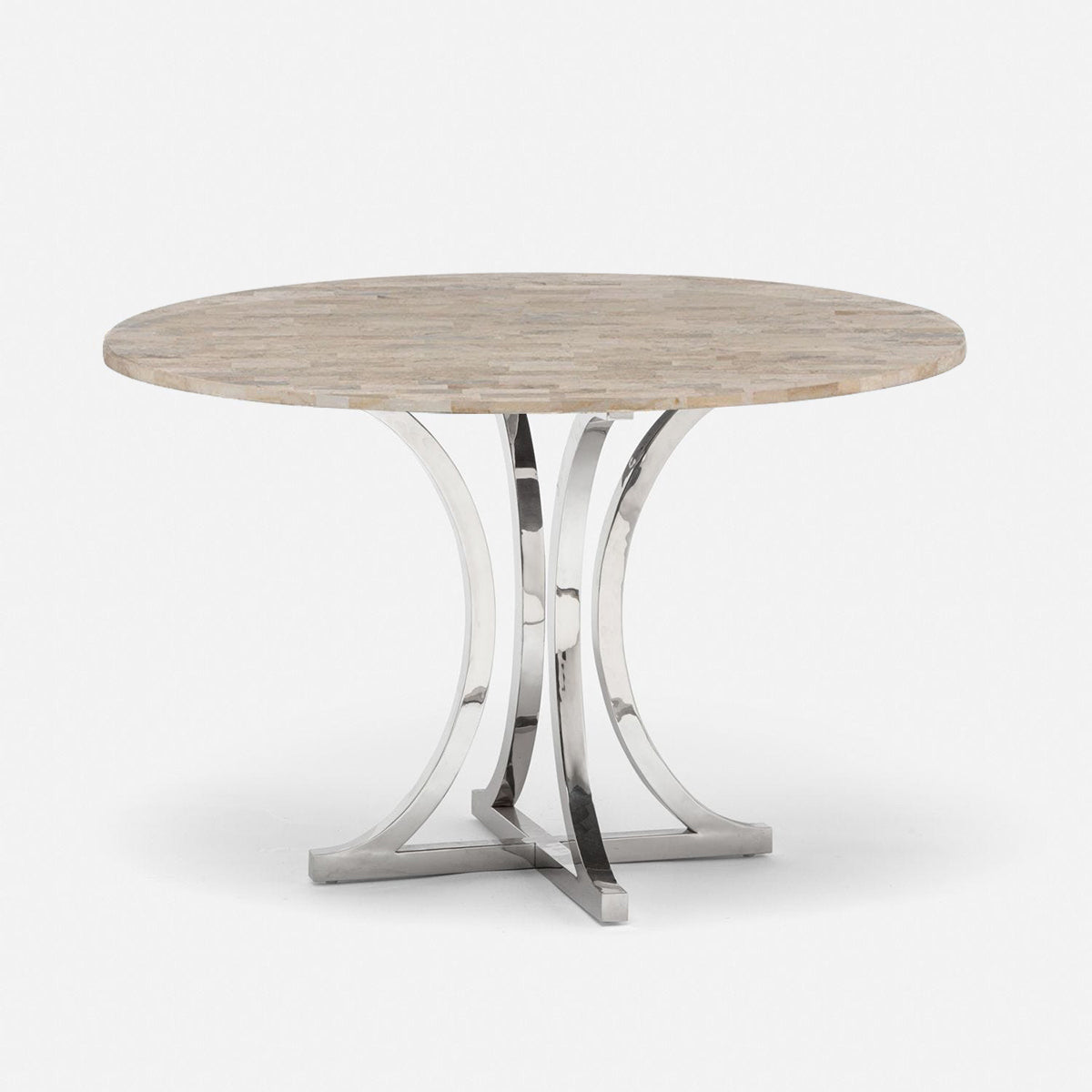 Made Goods Leighton Round Dining Table in Warm Gray Marble