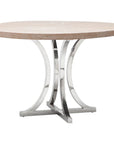 Made Goods Leighton Round Metal Dining Table in White Cerused Oak