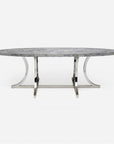 Made Goods Leighton Oval Metal Dining Table in Stone