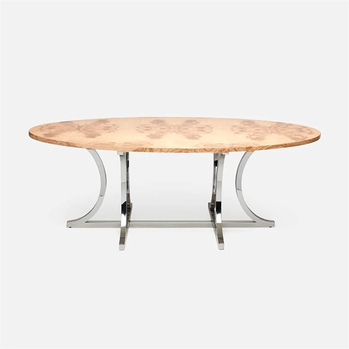 Made Goods Leighton Oval Curved Metal Dining Table in Veneer Top