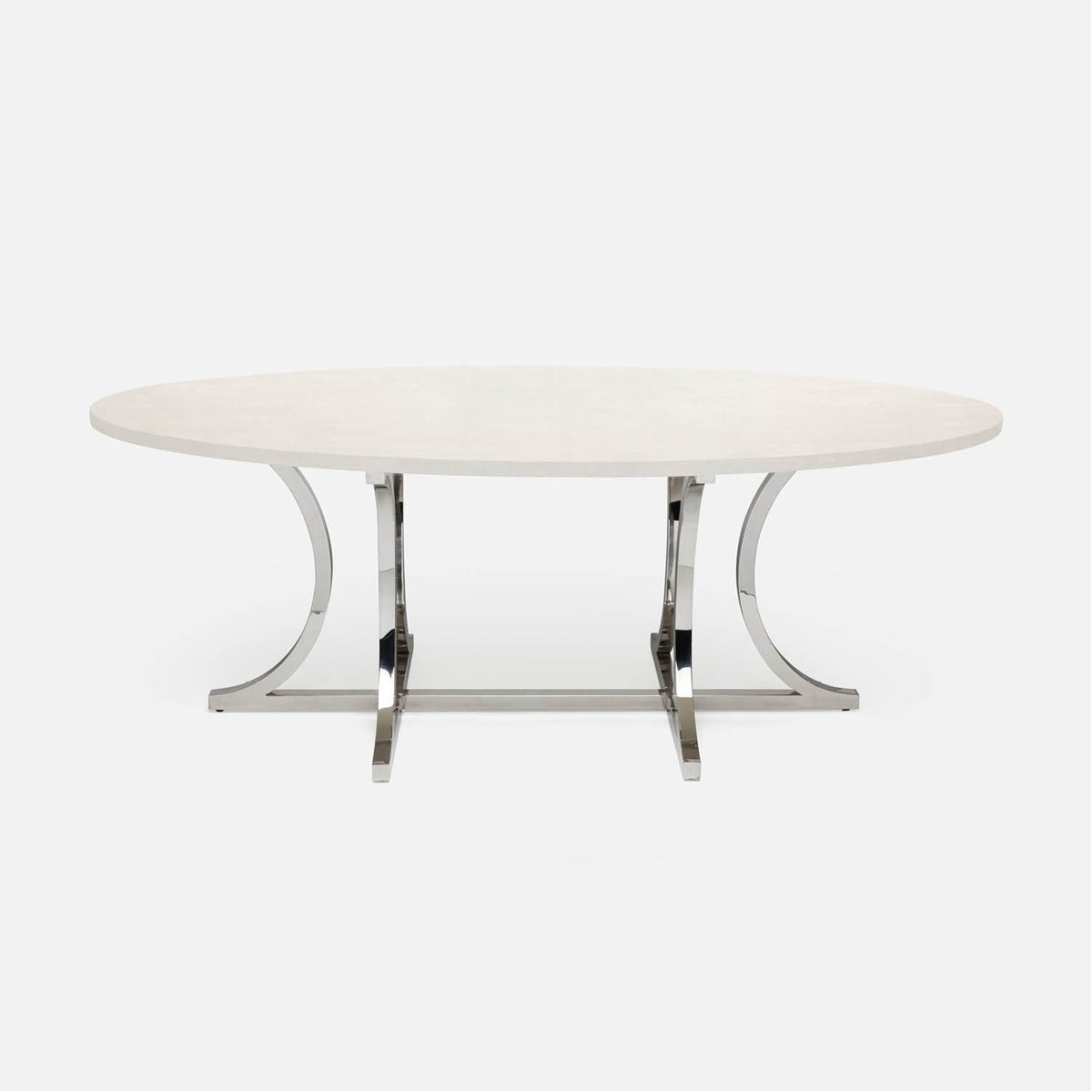 Made Goods Leighton Oval Metal Dining Table in Vintage Faux Shagreen