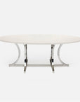 Made Goods Leighton Oval Metal Dining Table in Vintage Faux Shagreen