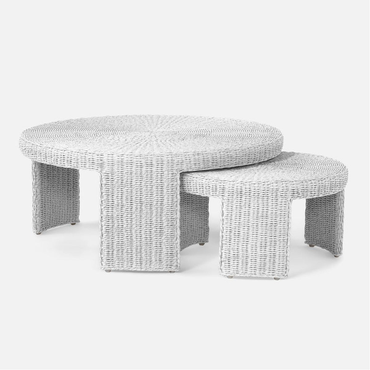Made Goods Leroux Woven Round Outdoor Nesting Coffee Table Set