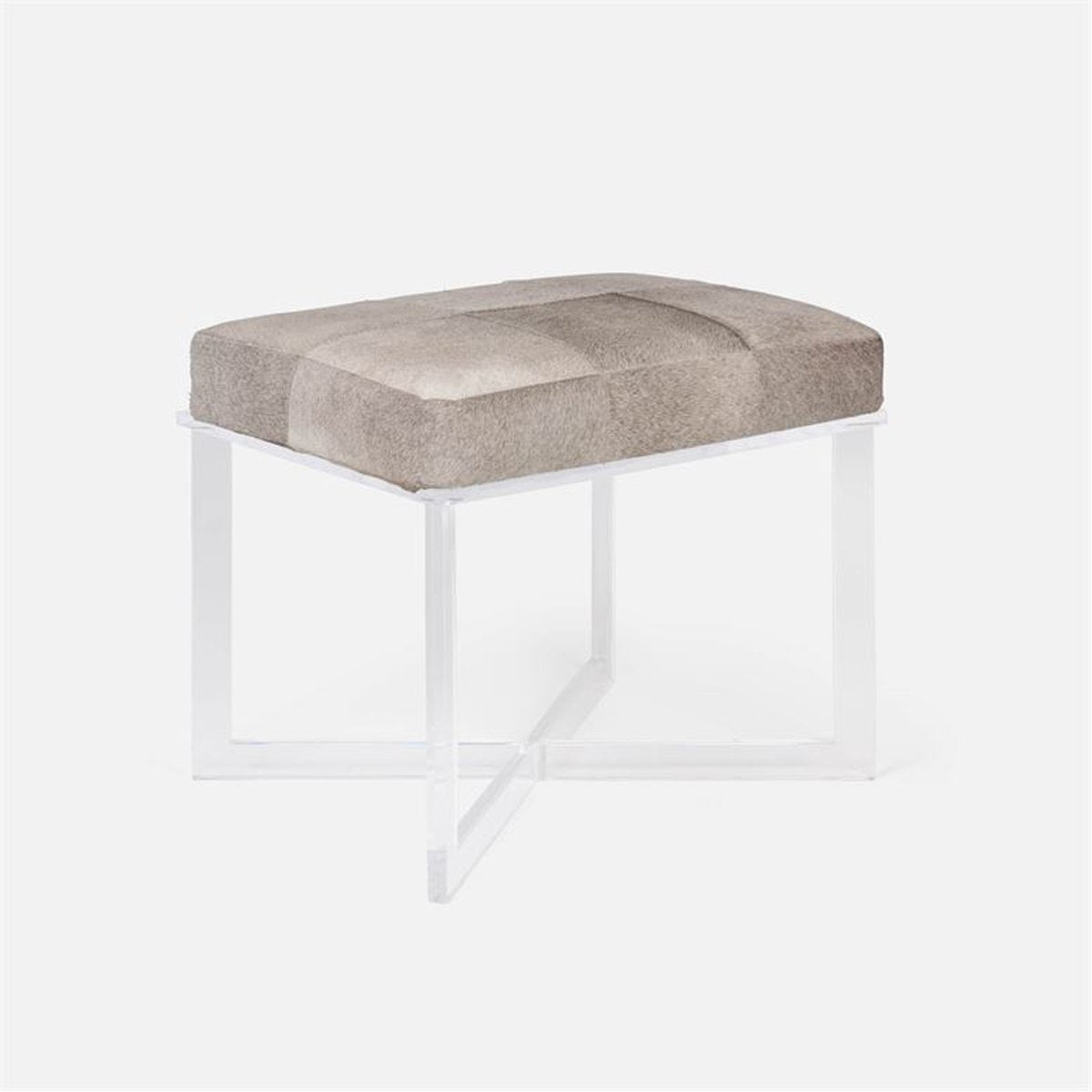 Made Goods Lex Clear Acrylic Single Bench in Bassac Shagreen Leather