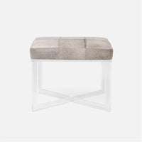 Made Goods Lex Clear Acrylic Single Bench in Rhone Navy Leather