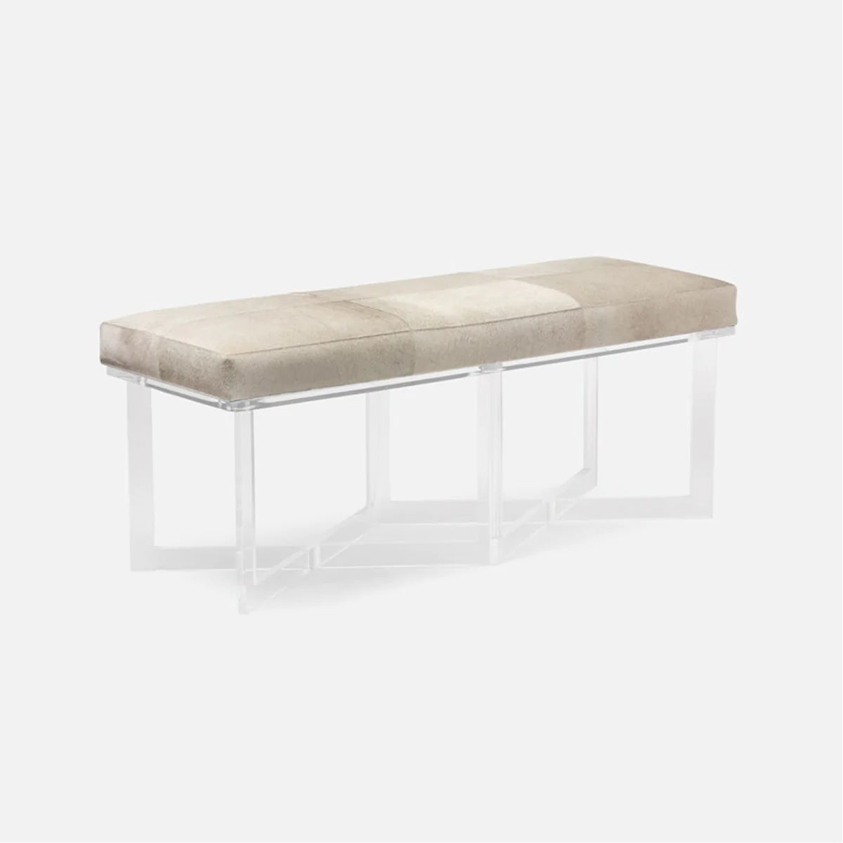 Made Goods Lex Clear Acrylic Double Bench in Clyde Fabric
