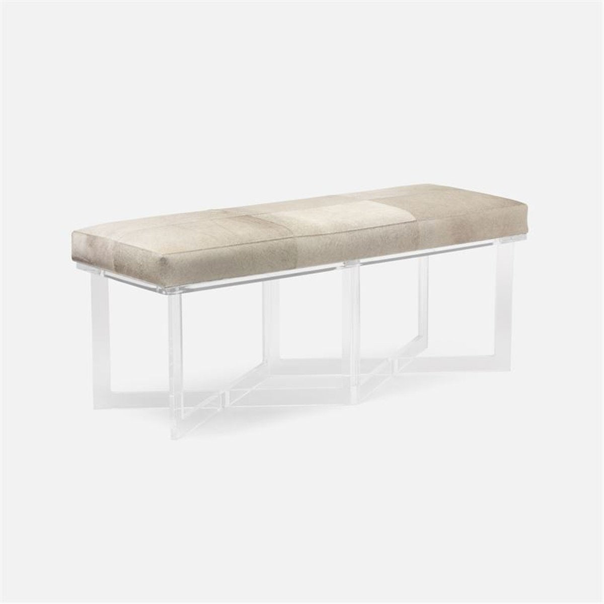 Made Goods Lex Clear Acrylic Double Bench in Nile Fabric
