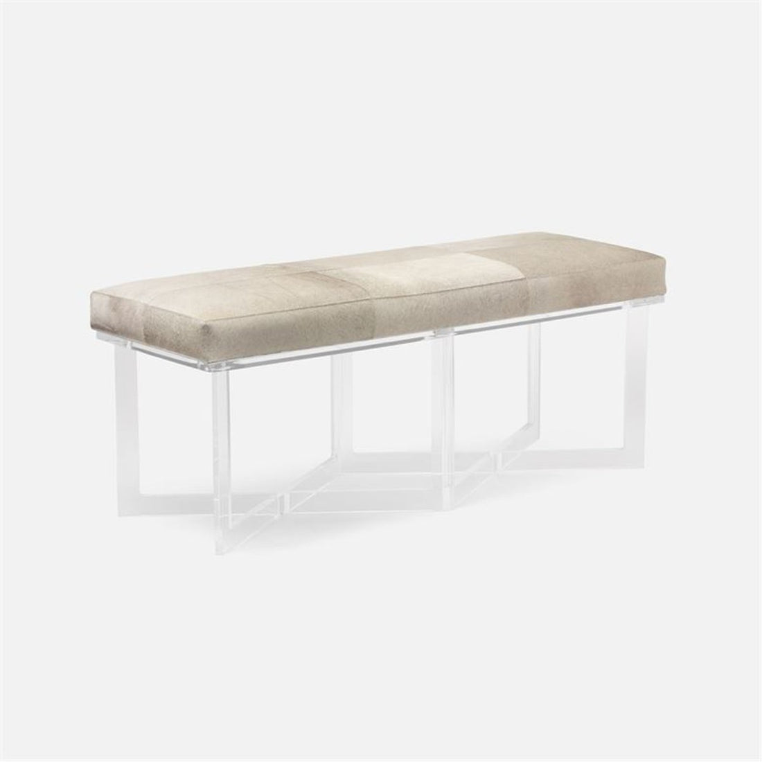 Made Goods Lex Clear Acrylic Double Bench in Colorado Leather