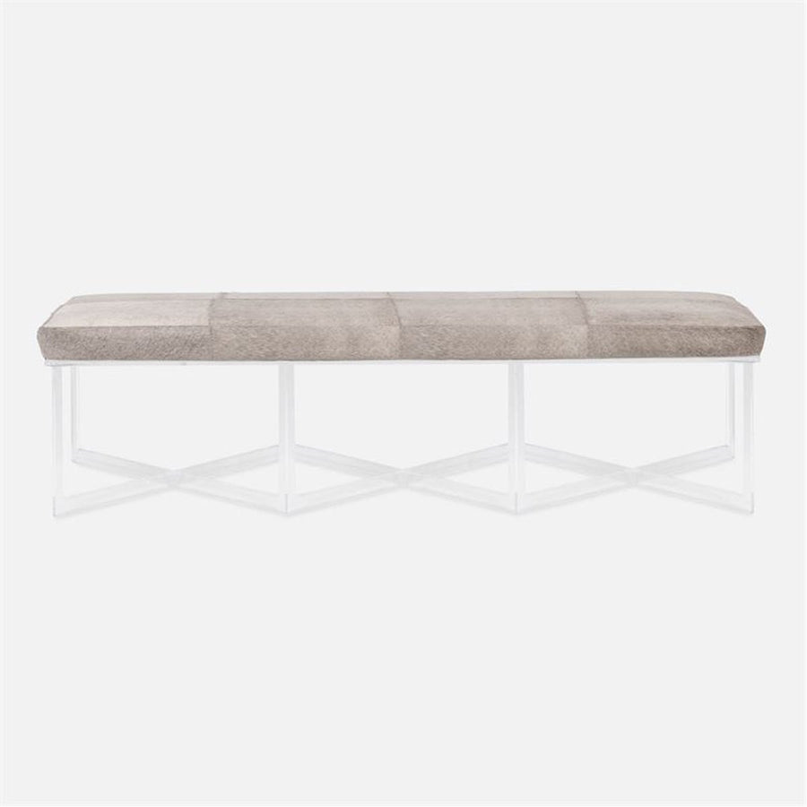 Made Goods Lex Clear Acrylic Triple Bench in Rhone Forest Full-Grain Leather