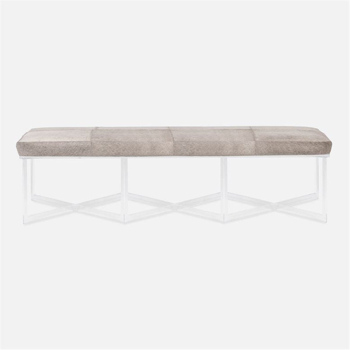 Made Goods Lex Clear Acrylic Triple Bench in Arno Fabric
