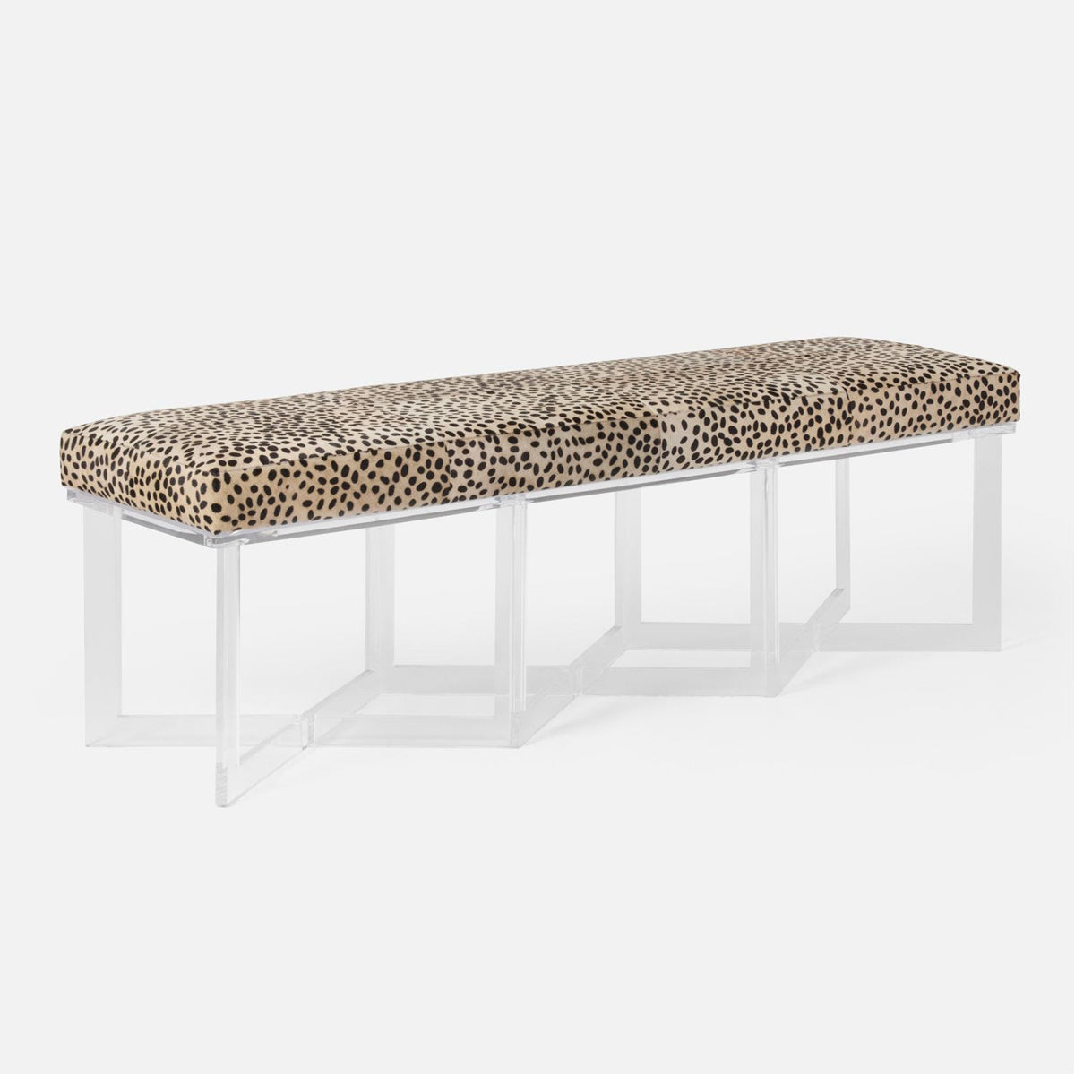 Made Goods Lex Clear Acrylic Triple Bench, Clyde Fabric