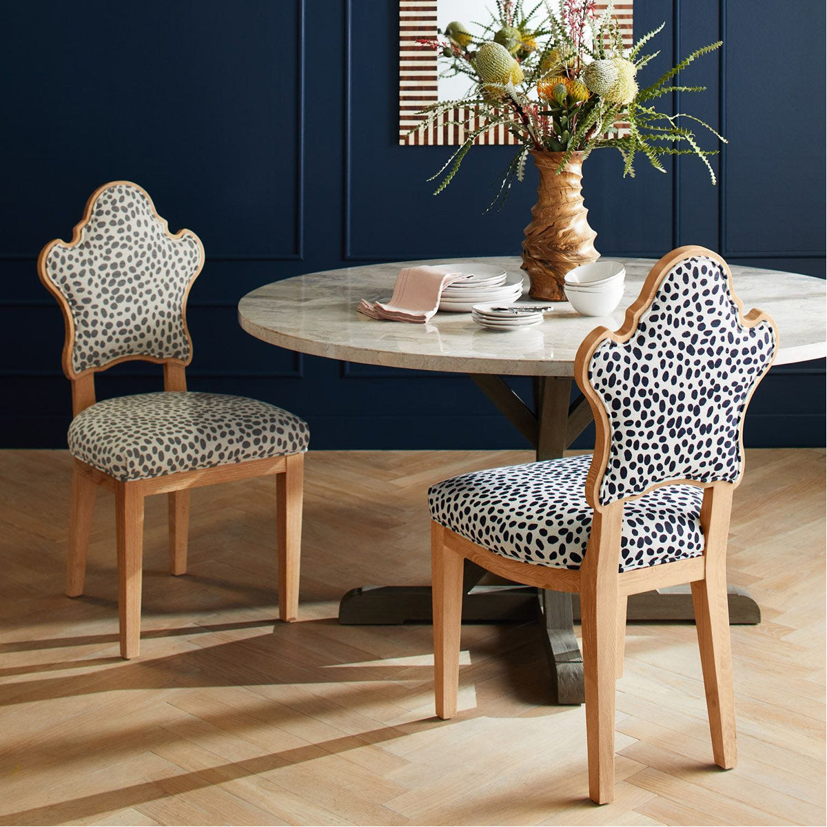 Made Goods Madisen Ornate Back Dining Chair in Alsek Fabric