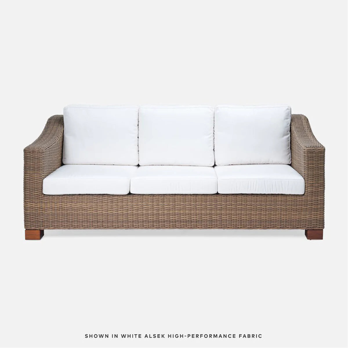Made Goods Marina Faux Wicker Outdoor Sofa in Clyde Fabric