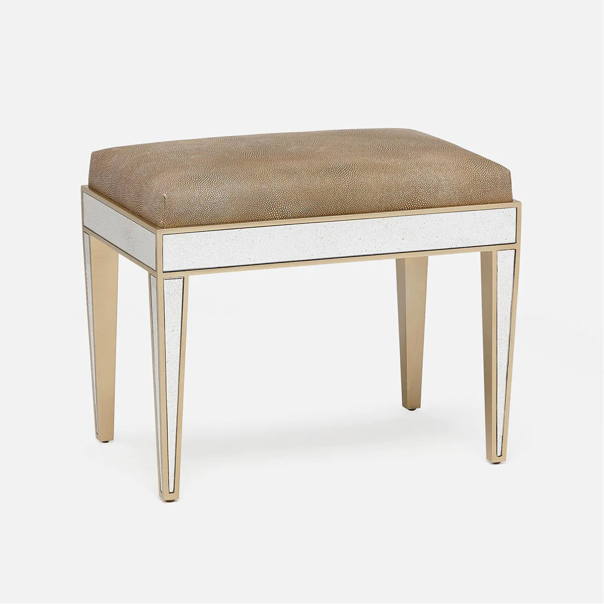 Made Goods Mia Upholstered Mirrored Single Bench in Weser Fabric