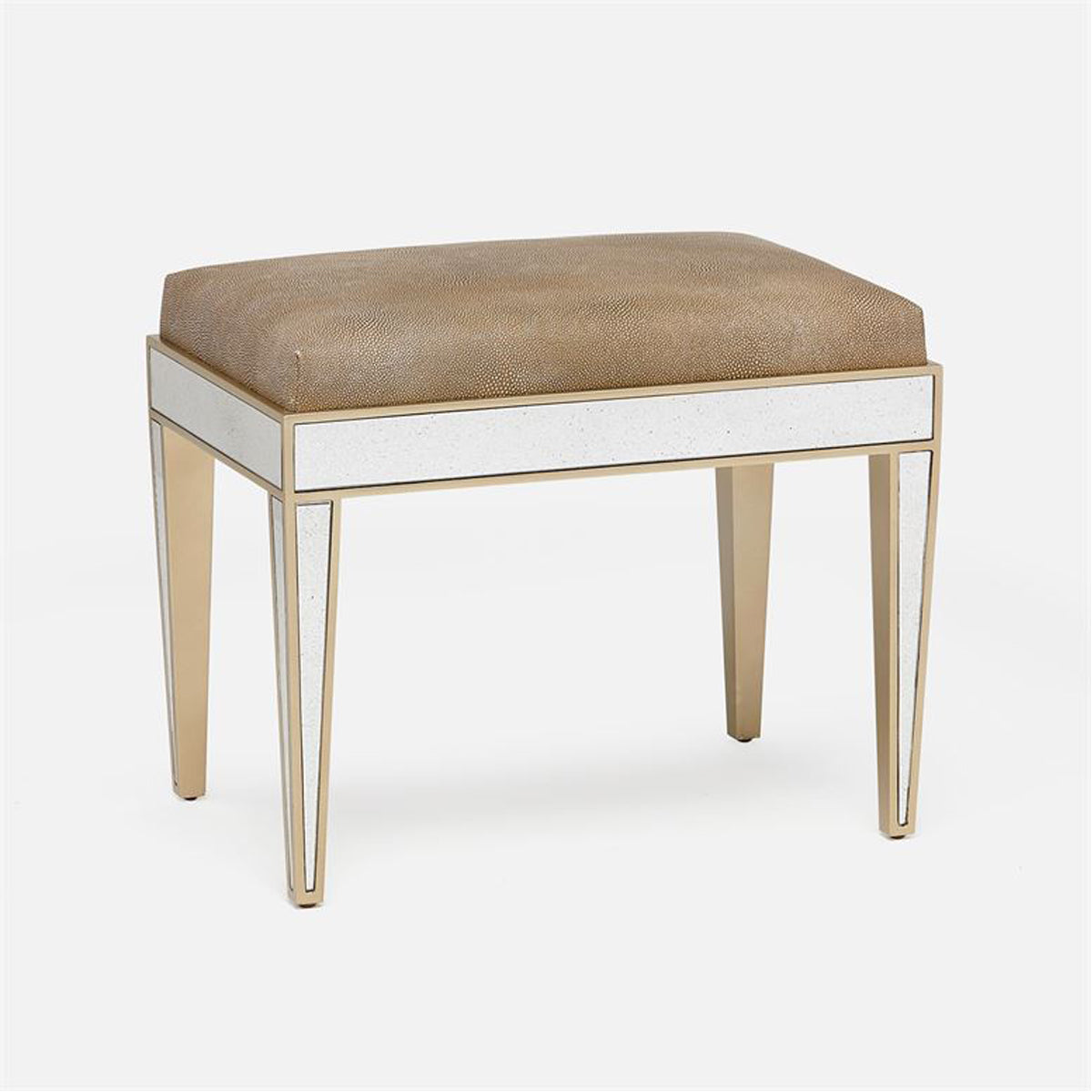 Made Goods Mia Upholstered Mirrored Single Bench in Lambro Boucle