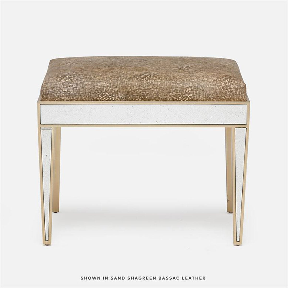 Made Goods Mia Upholstered Mirrored Single Bench in Colorado Leather