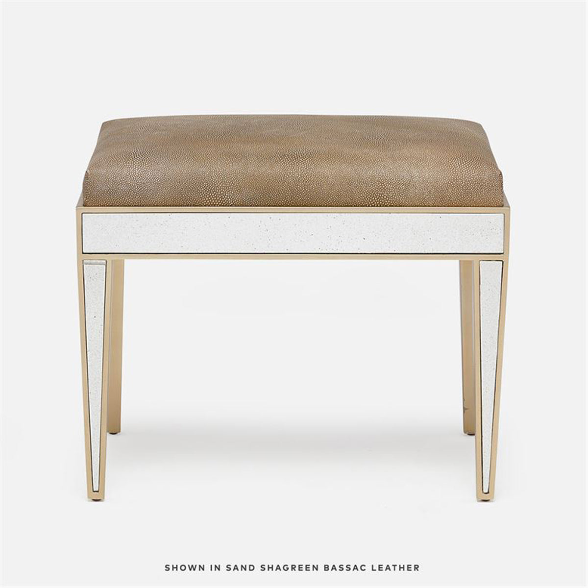 Made Goods Mia Upholstered Mirrored Single Bench in Lambro Boucle