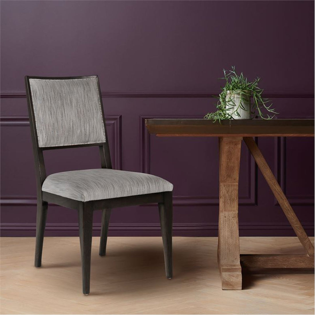 Made Goods Nelton Upholstered Dining Chair in Garonne Marine Leather