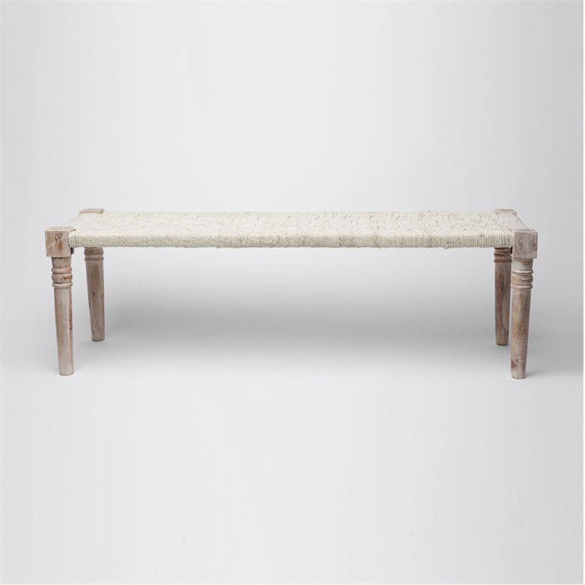Made Goods Nico Vintage Sari Weave Bench in White Fabric