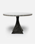Made Goods Noor Round Metal Dining Table in Black/White Stripe Marble