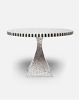 Made Goods Noor Round Metal Dining Table in Black/White Stripe Marble