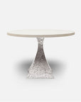 Made Goods Noor Round Metal Dining Table in White Faux Belgian Linen