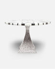 Made Goods Noor Round Metal Dining Table in Geometric Marble