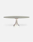 Made Goods Noor Oval Single Base Dining Table in Vintage Faux Shagreen