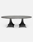 Made Goods Noor Oval Double Base Dining Table in Zinc Metal