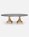 Made Goods Noor Oval Double Base Dining Table in Zinc Metal