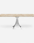 Made Goods Noor Rectangular Single Base Dining Table in Stone