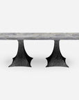 Made Goods Noor Rectangular Double Base Dining Table in Stone