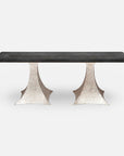 Made Goods Noor Rectangular Double Base Dining Table in Zinc Metal