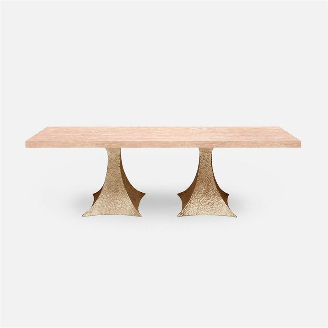 Made Goods Noor Rectangular Double Base Dining Table in White Cerused Oak