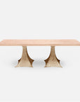 Made Goods Noor Rectangular Double Base Dining Table in White Cerused Oak