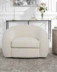 Uttermost Capra Art Deco White Swivel Chair
