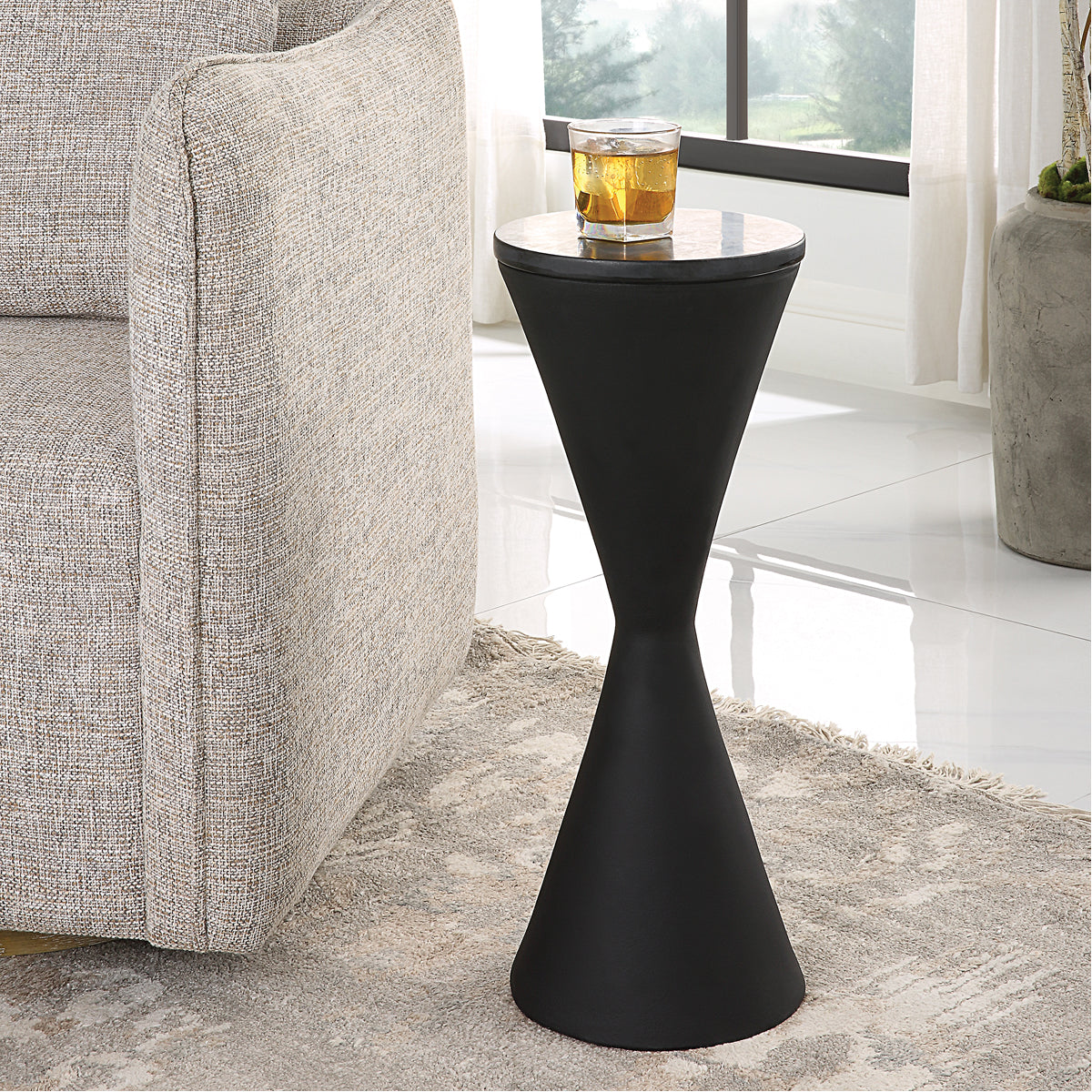 Uttermost Time&#39;s Up Hourglass Shaped Drink Table
