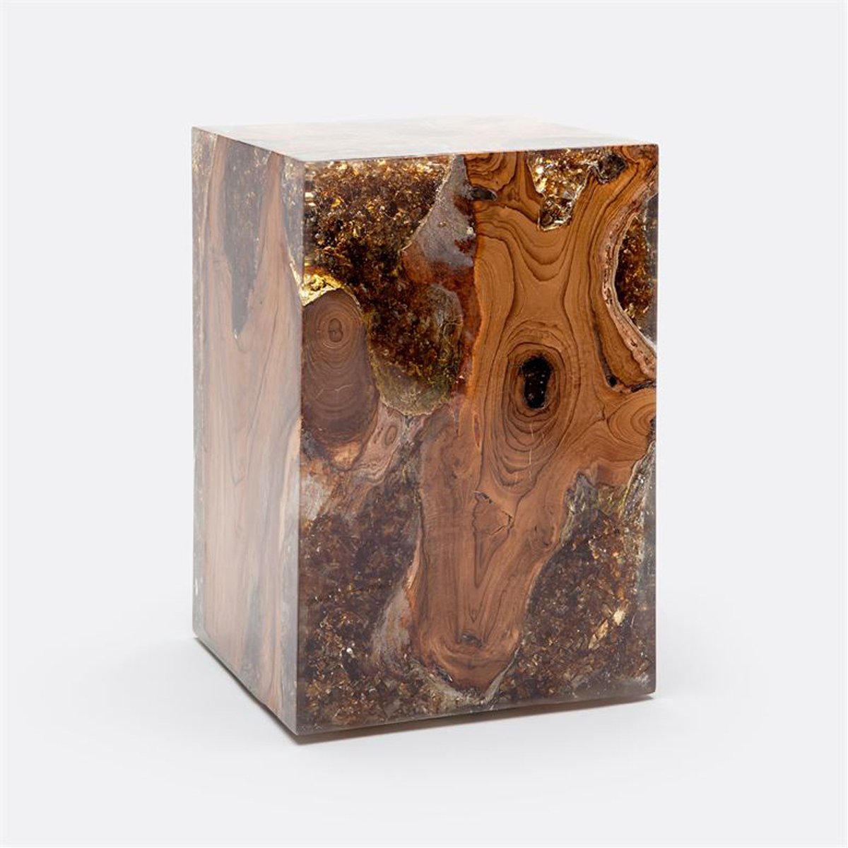 Made Goods Orion Resin and Wood Block Stool