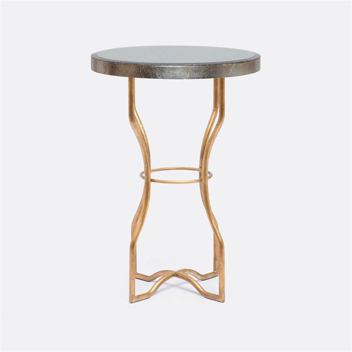 Made Goods Osten Classic Metal Side Table in Antiqued Mirror