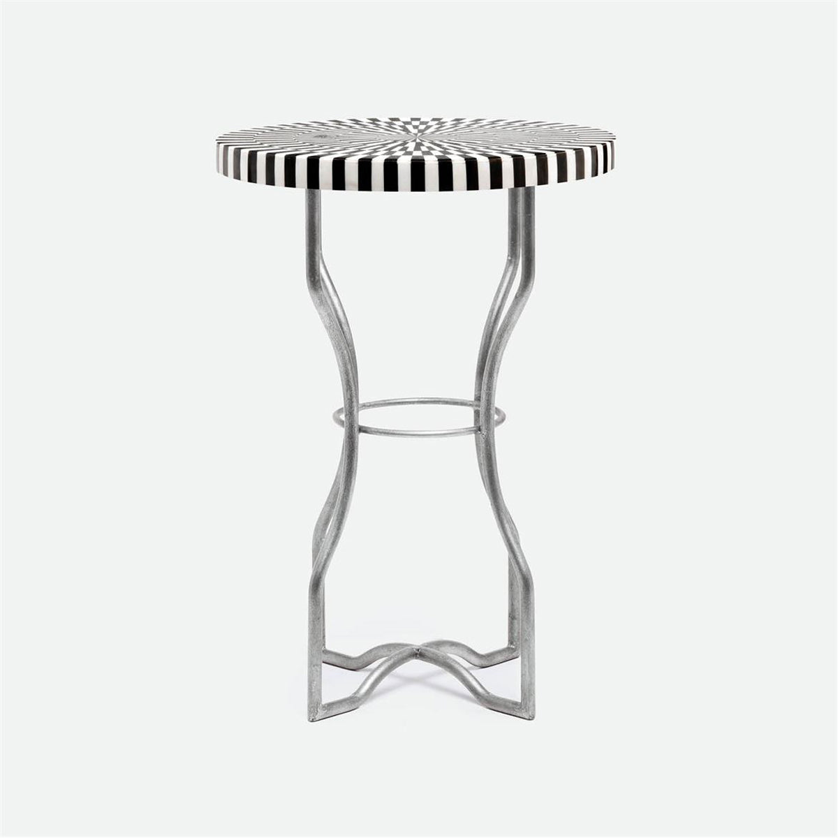 Made Goods Osten Classic Metal Side Table in Striped Marble