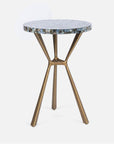 Made Goods Paislee Iron Tripod Table in Black Resin/Mop Shell