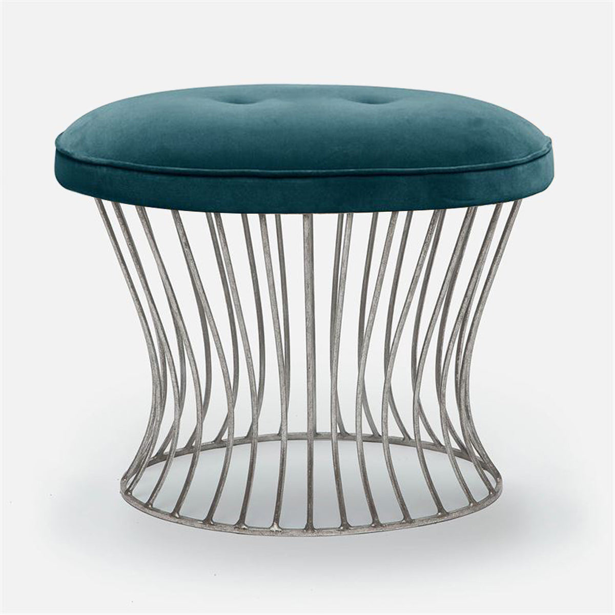 Made Goods Roderic Oval Stool in Rhone Navy Leather