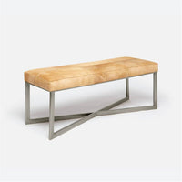 Made Goods Roger Cowhide Double Bench in Garonne Marine Leather