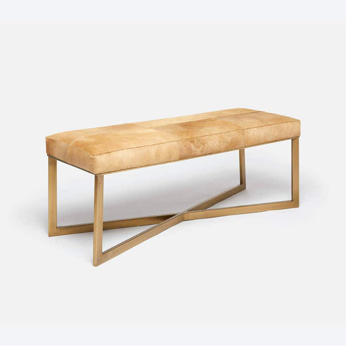 Made Goods Roger Cowhide Double Bench in Weser Fabric