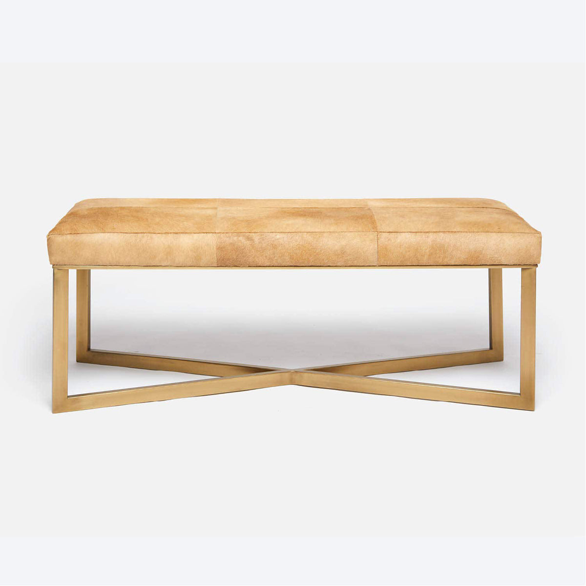 Made Goods Roger Cowhide Double Bench in Ettrick Cotton Jute