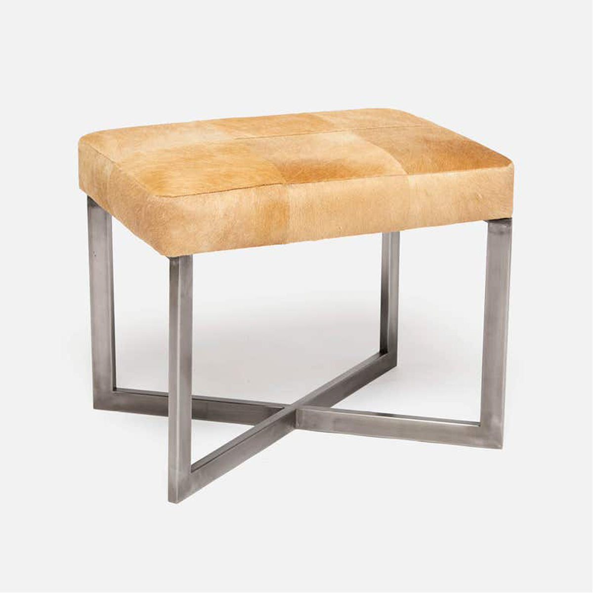 Made Goods Roger Cowhide Single Bench in Weser Fabric