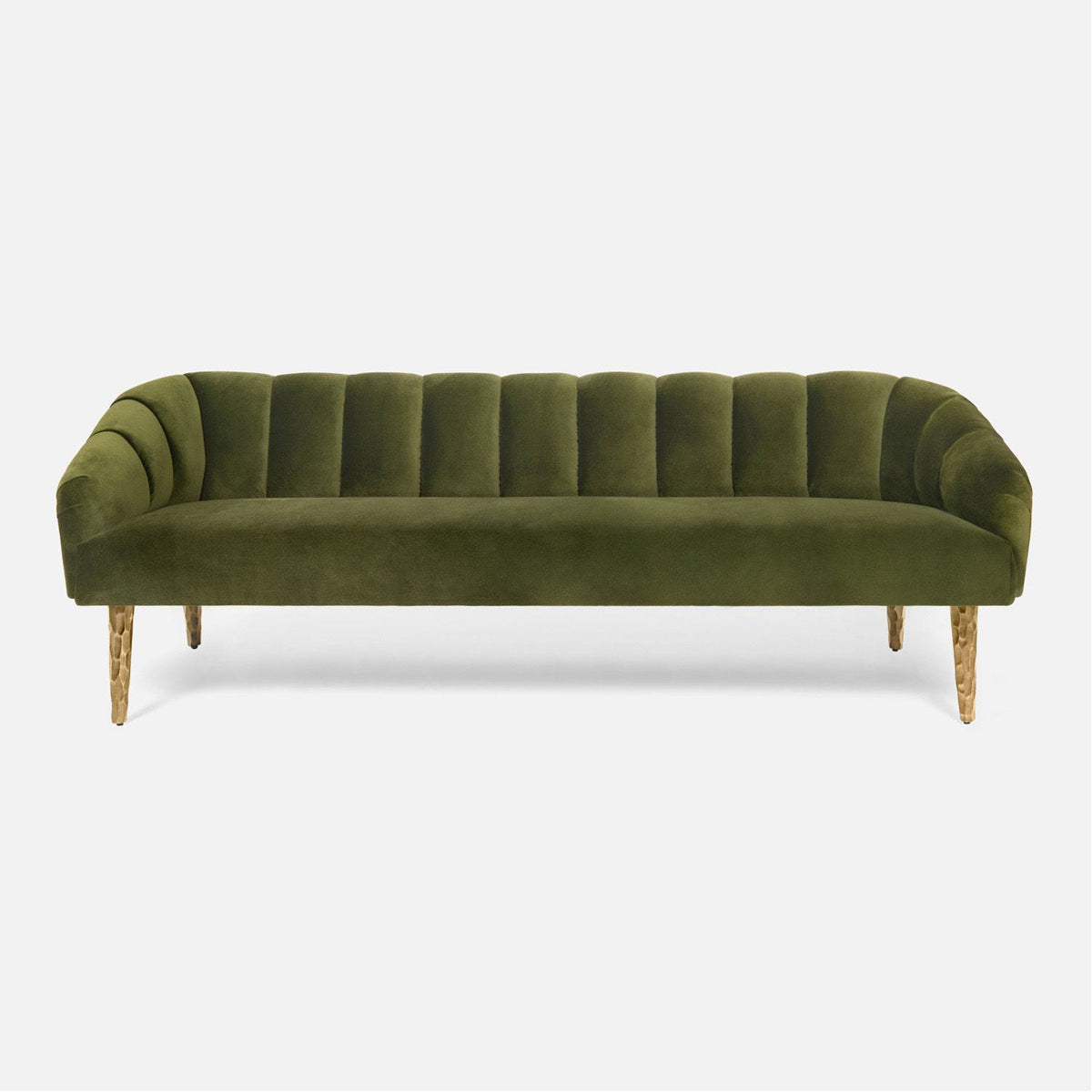 Made Goods Rooney Upholstered Shell Sofa in Bassac Shagreen Leather