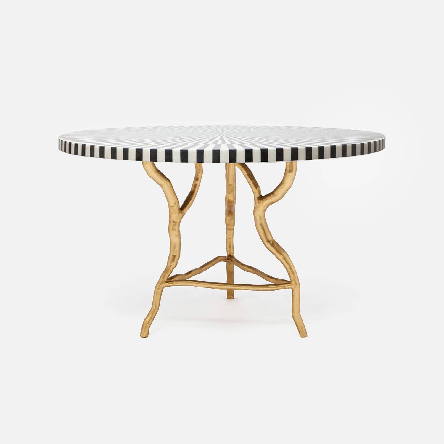 Made Goods Royce Abstract Branch Round Dining Table in Striped Marble